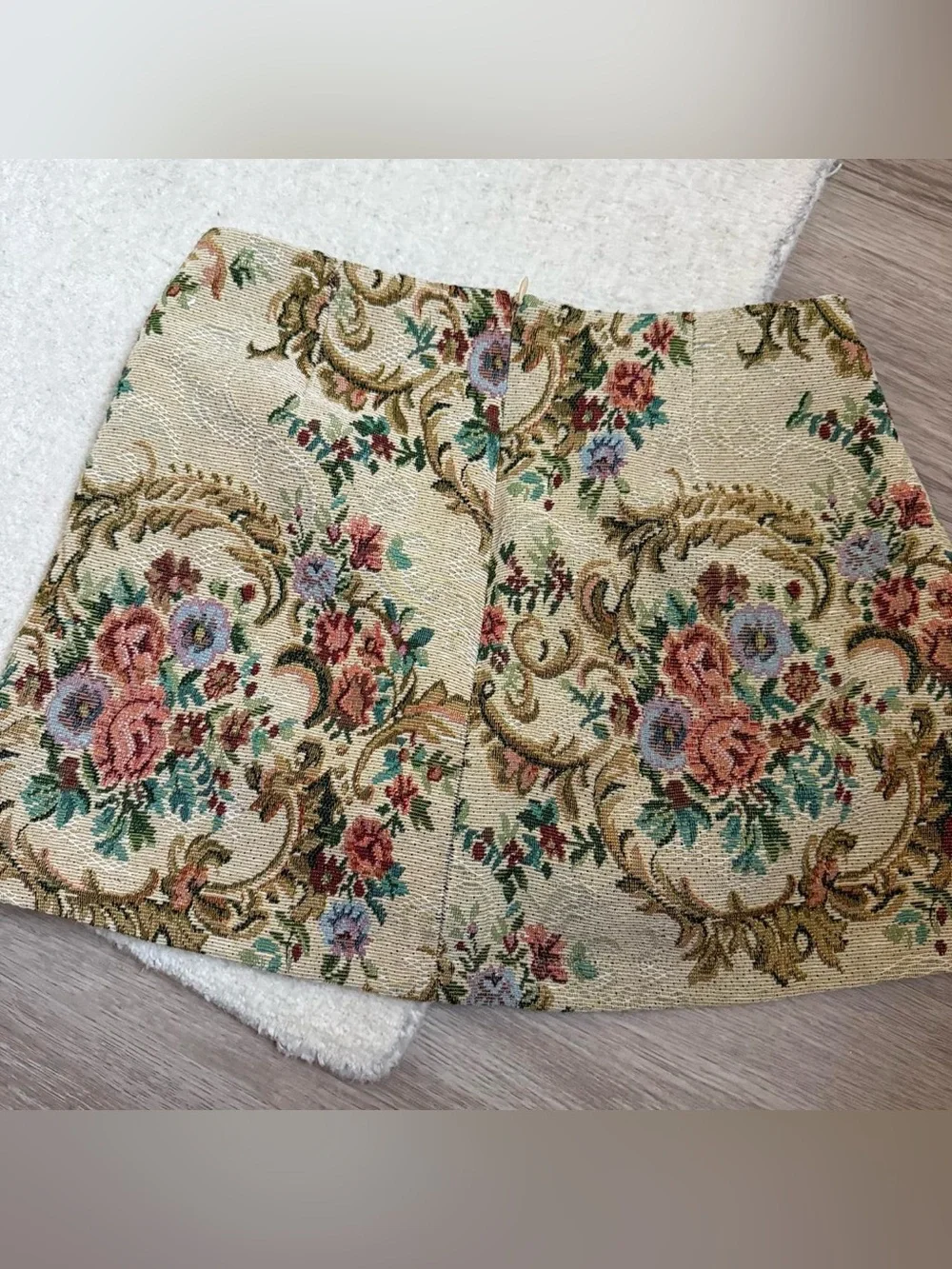 Vintage Floral Tapestry Accent Fabric - Beige and Multicolor